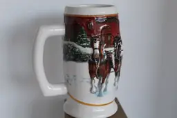 Budweiser Holiday Stein Beer Clydesdales Christmas 2006 Sunset At The Stables