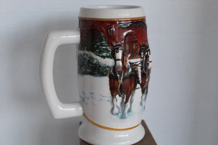 Budweiser Holiday Stein Beer Clydesdales Christmas 2006 Sunset At The Stables
