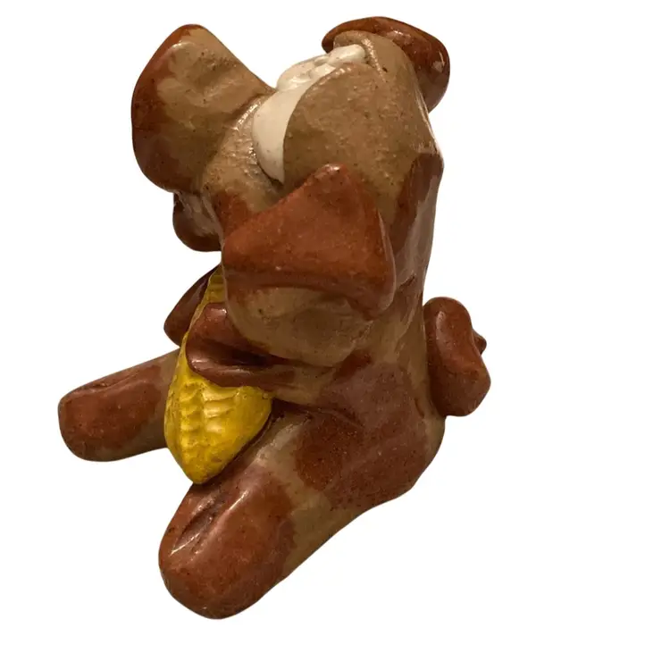 Nancy Hicks Whimsical Pottery Pig With Corn