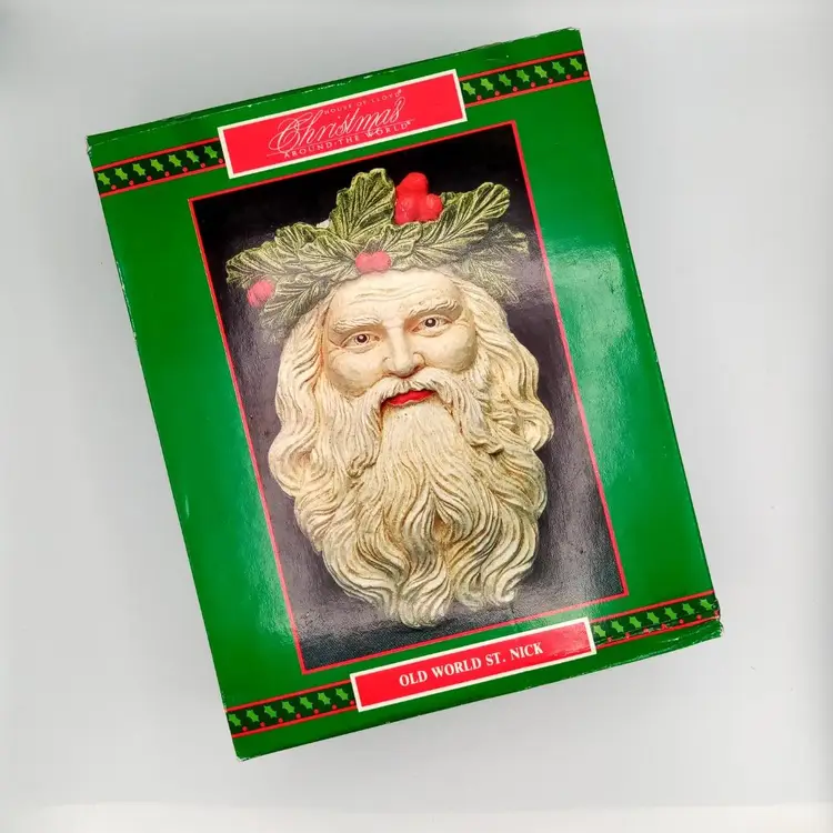 Vintage House Of Lloyd Chalkware "Old World St. Nick" Plaque, Santa IOB Christmas