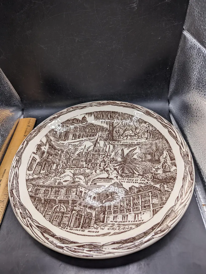 Vintage New Orleans, La Hausmann Jewelers Collectors Plate 10.5" Transfer Ware MINT