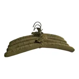 Vintage Olive Green Satin Padded Hangers With Decorative Bows - Set Of 4