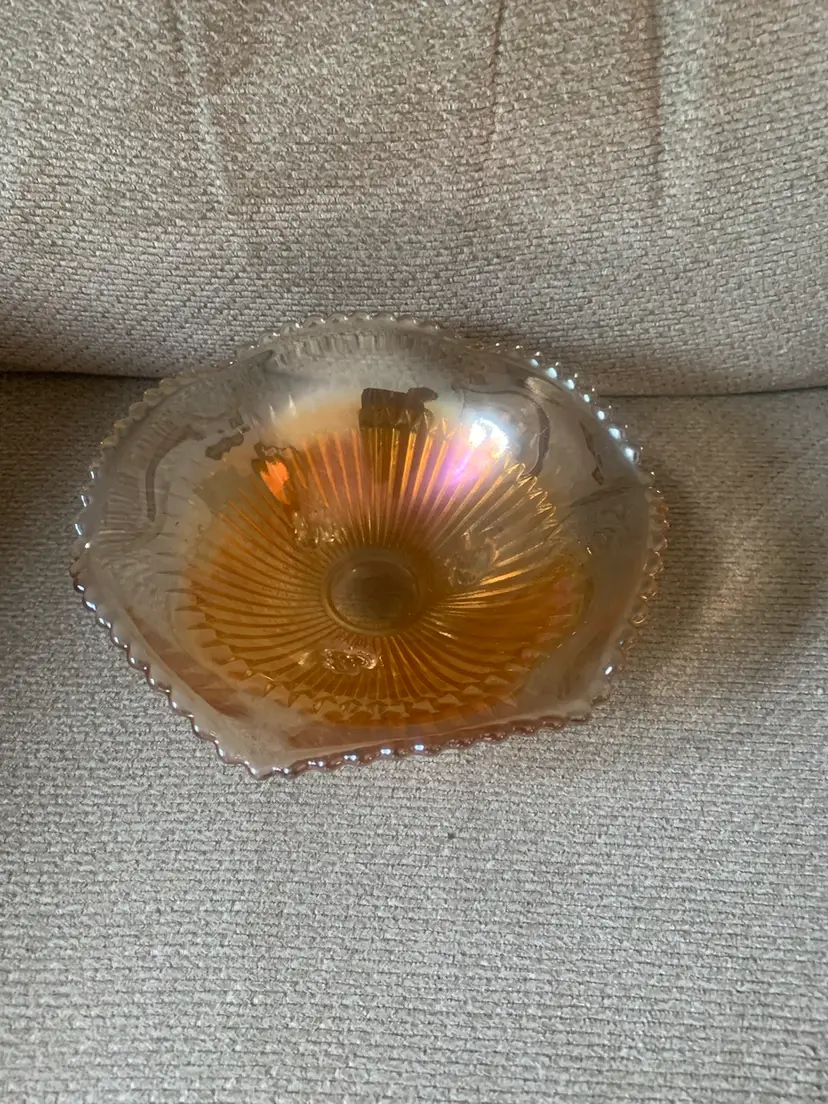 019 Footed Carnival Glass Trinket Bowl