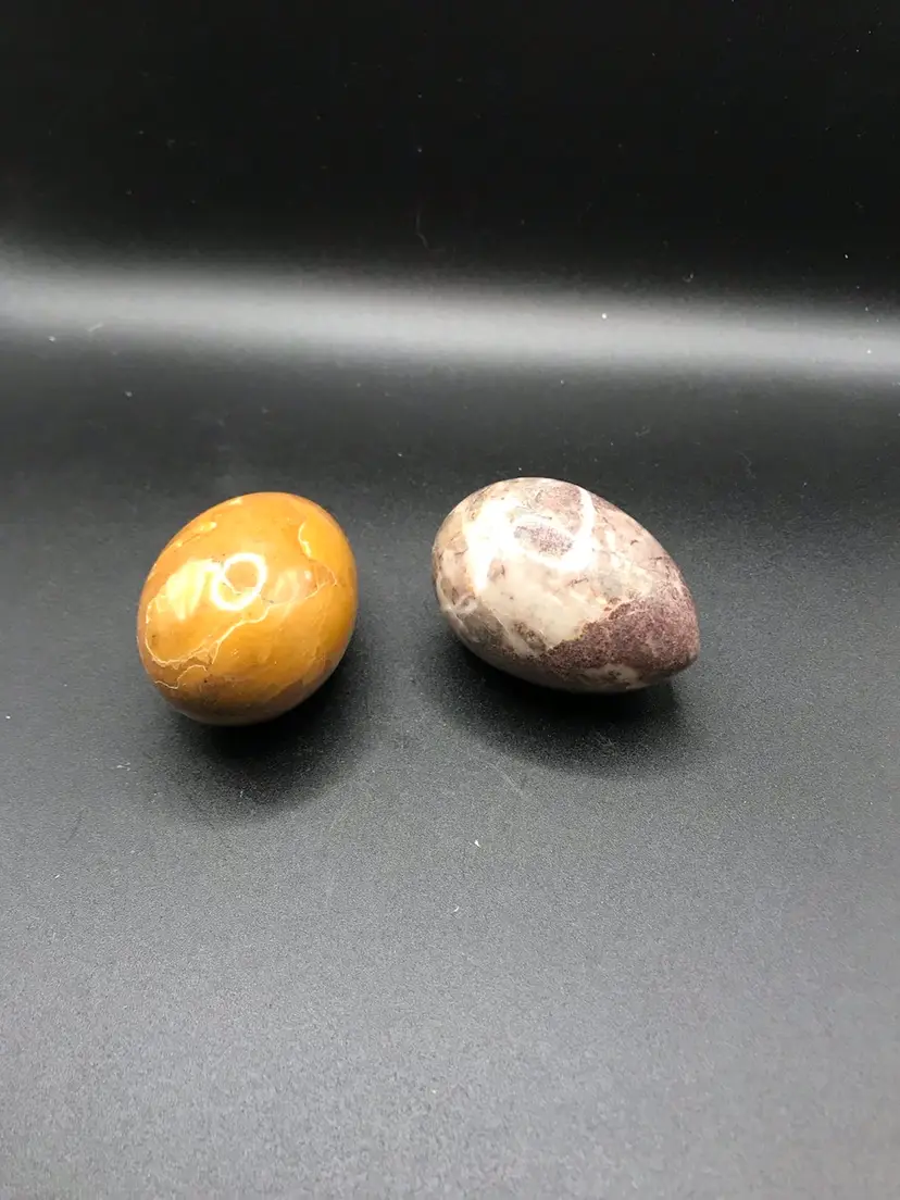 Pair of Marble Stone Eggs Smooth Polished Marble Eggs Home Decor