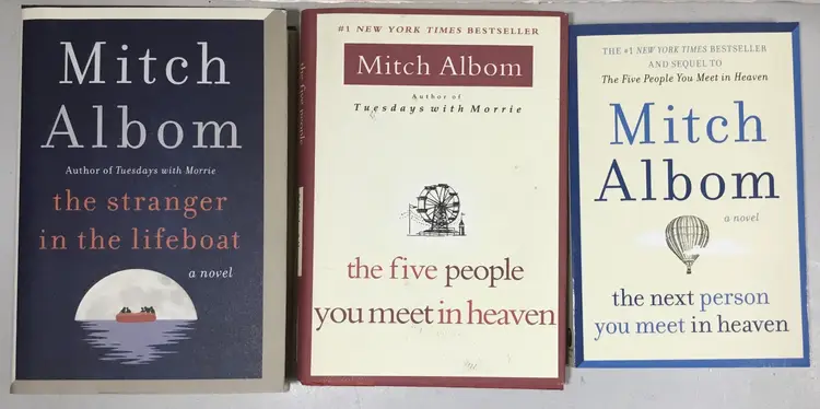 3 books by MItch Albom, two hardcover 1st editions, one paperback 1st edition