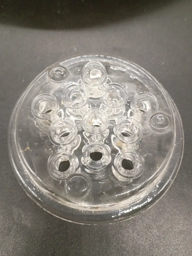 Clear Glass Floral Frog/ Marble Display 10 Holes 3.5In