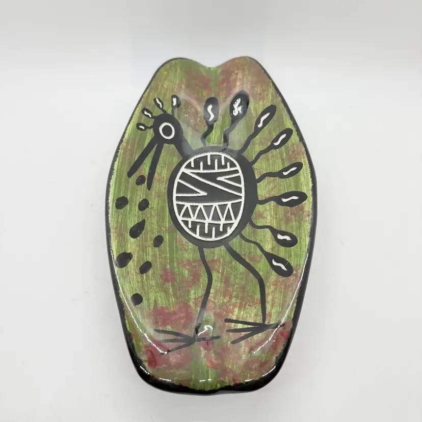 Mana Native American Pottery Apache Peyote Way Bowl Dish Bird Roadrunner 10"
