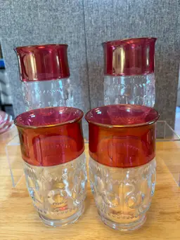Vintage Tiffin-Franciscan Kings Crown Ruby Flash Glass Tumblers