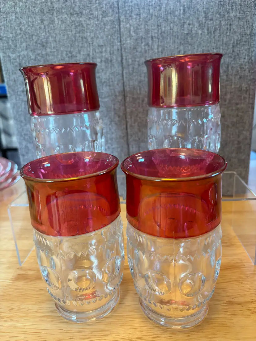 Vintage Tiffin-Franciscan Kings Crown Ruby Flash Glass Tumblers