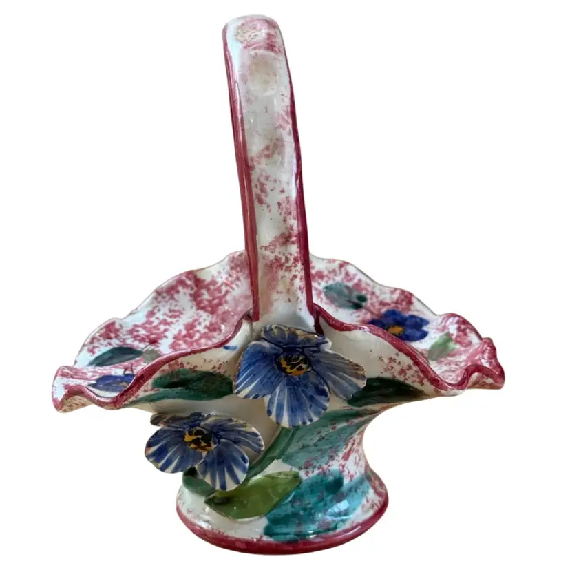 Made In Italy Floral Basket style of Capodimonte