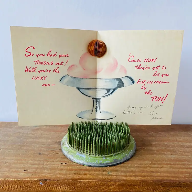 Tonsils Out? Vintage Greeting Card