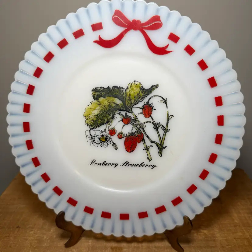 Macbeth-Evans Glass Petalware Plate - Strawberries