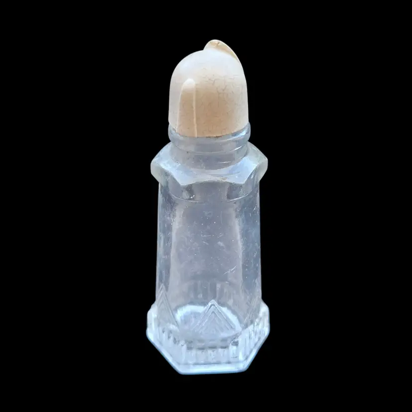 Glass Bottle Plastic Top Modernism Decor Design 3" Tall Vintage with Condition Issues