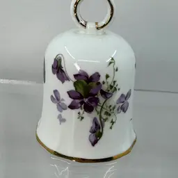 Hammersley "Victorian Violets" bone china decorative bell with gold trim