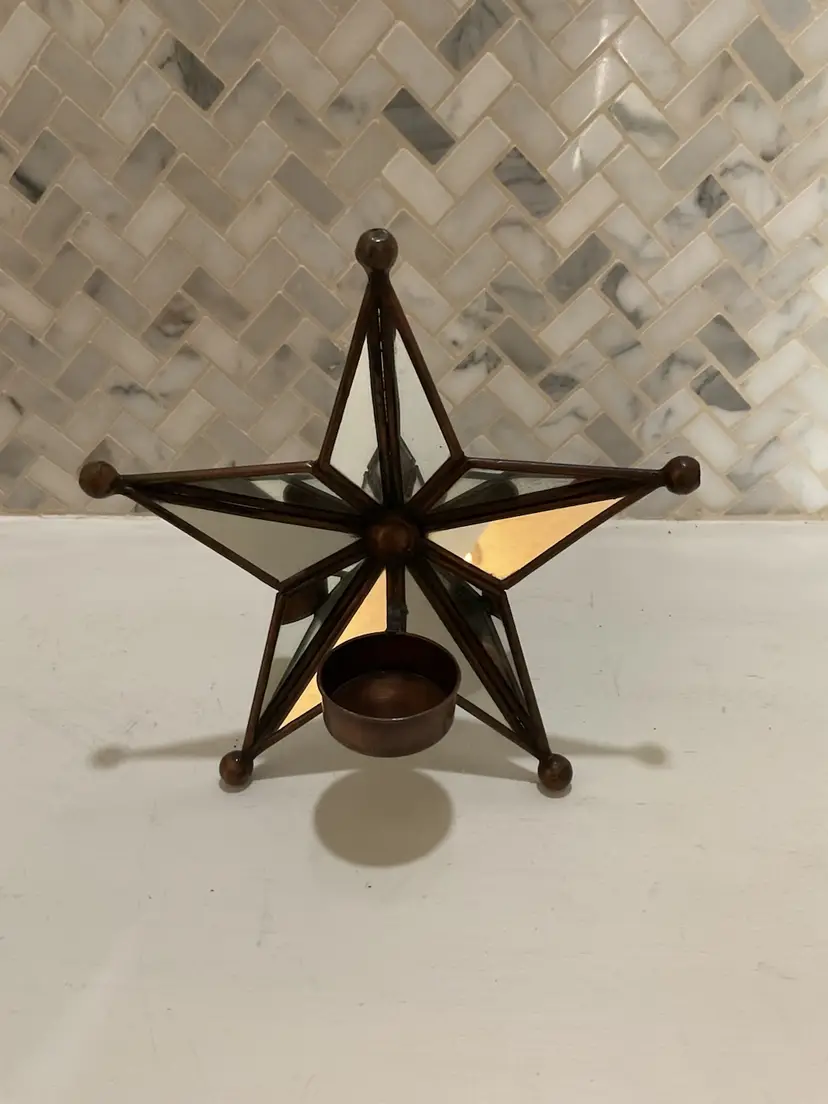 Star Metal Tea light Holder W Stand