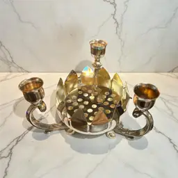 Vintage Paul Revere Silversmiths Silverplated Lotus Center Piece Candle Holder Original Box