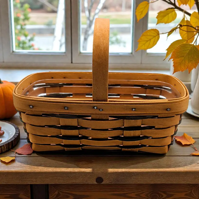 Vtg LONGABERGER Blue Small Chore Basket and Protector 1995 Signed RKC