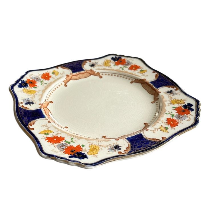 Vintage Rich Mode Crown Jewel No 768985 Blue and Yellow Porcelain Dining Plate