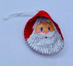 Hand Painted Santa Shell Ornament - Artist Signed