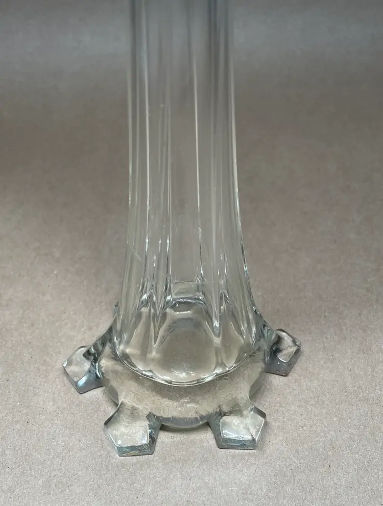 Clear Glass Bud "Eiffel Tower" Trumpet Vase Vintage