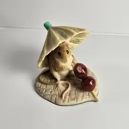 Natures Heritage HSC Hand Painted England Mouse Cocktail Umbrella & Cherries 1987