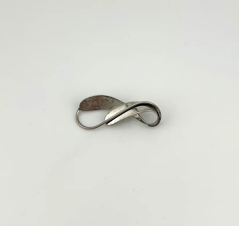 Vintage Signed Beau Sterling Silver Modernist Brooch 2”x .75”