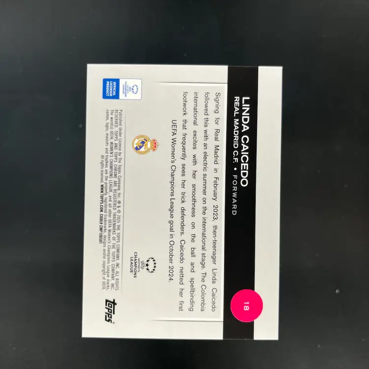Linda Caicedo 2024/25 Topps Chrome Pink /250 Soccer Card