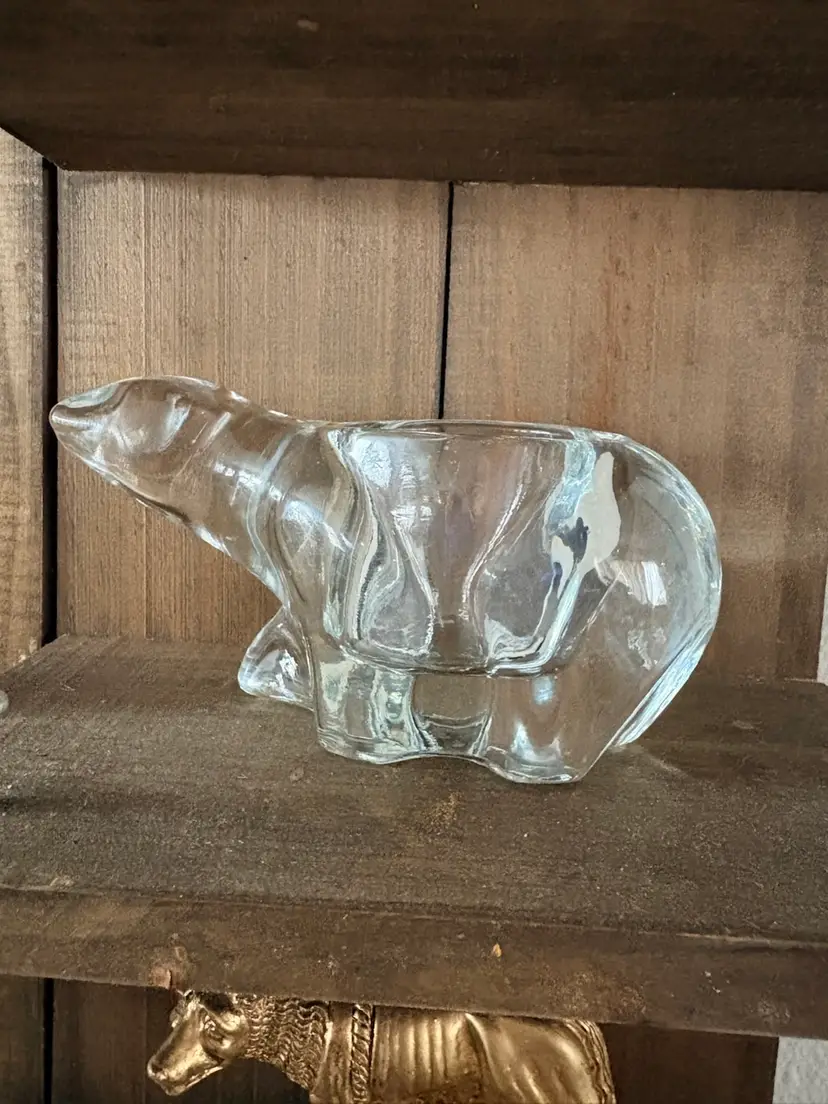 Indiana Glass Polar Bear votive Candle Holder.