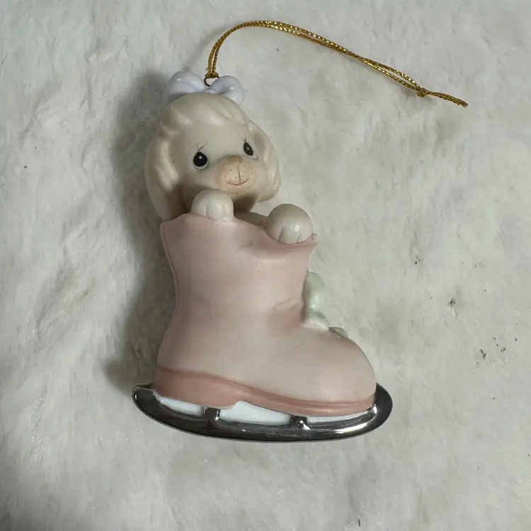 Precious Moments Porcelain Ornament- When The Skating's Ruff, Try Prayer 1996