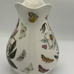 Portmeirion Botanic Garden Water Pitcher Christmas Rose & Butterflies 9” VTG EUC