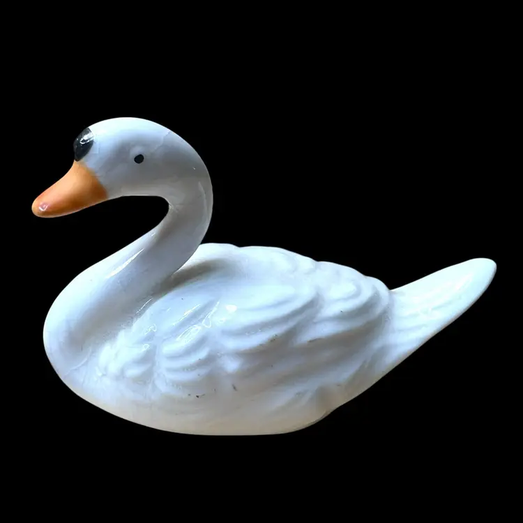 #01 Ceramic Miniature Swan Figurine 2.5" X .5"