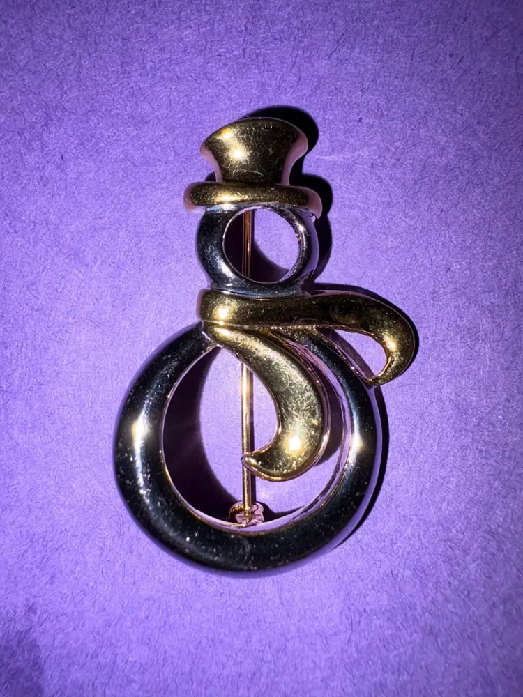 Vintage Christmas Snowman Brooch ~ Gold And Silver Tone ~ So CUTE! Read