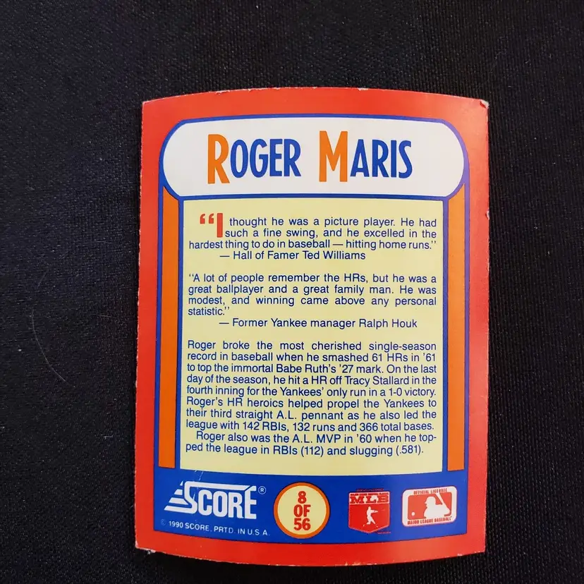Roger Maris Baseball Card Score #8 MVPs 1990 Magic Motion 3D Hologram MLB READ