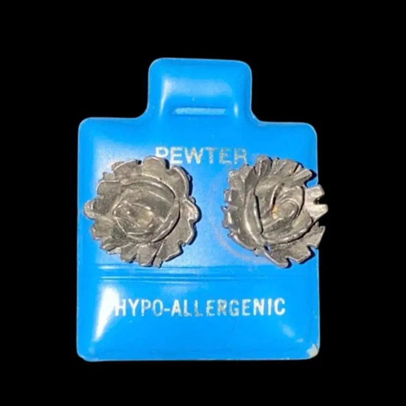 #47- New Old Stock Vintage 1980S Pewter Post Earrings As Pictured