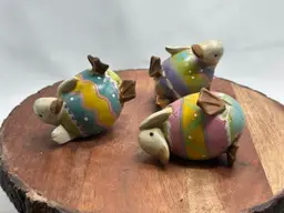 Vintage Resin Duck Hatchlings Set Of 3 Painted Cracked Eggs Tumbling Whimsical