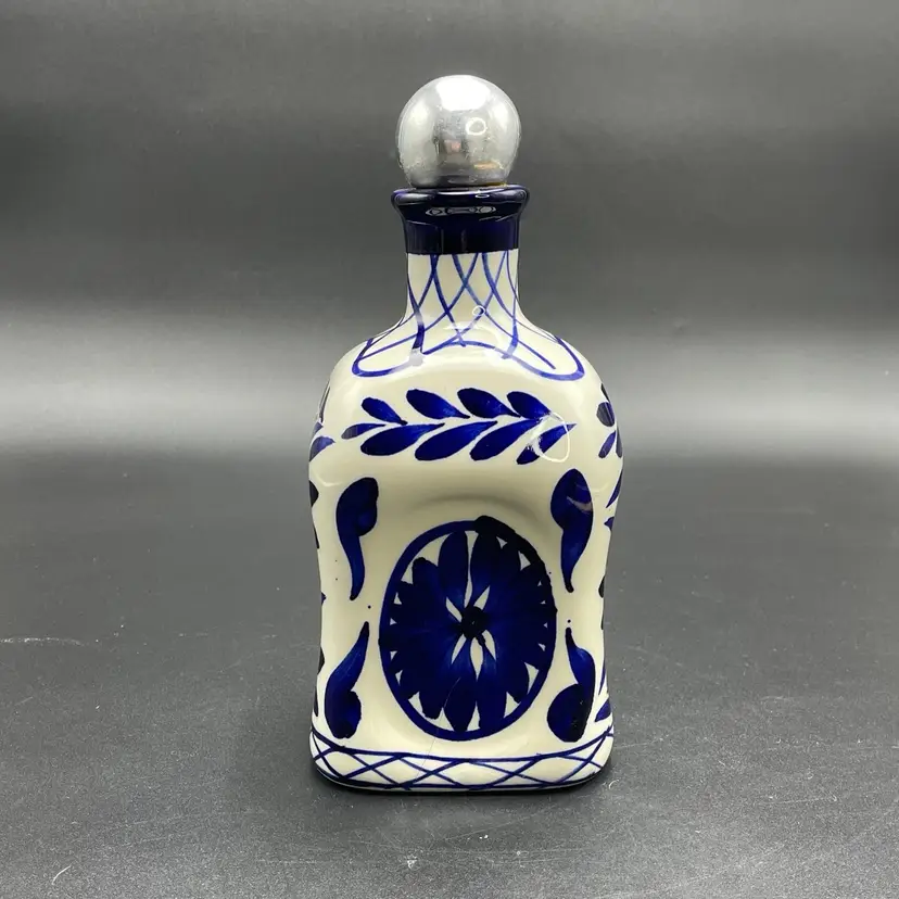 Handcrafted Painted Mexican Pottery Decanter Bottle Barware Kitchenware