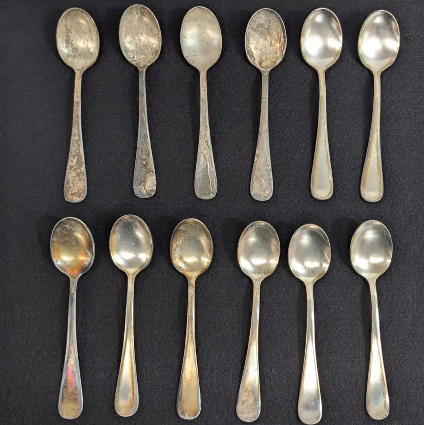 Antique Benedict Mfg. Co. Sundae Spoons Windsor 1 Dozen 5" Silver Plate EPNS in Box