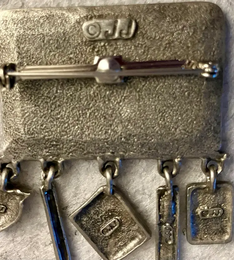Math Teacher Pewter Brooch Signed JJ