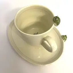 Kotobuki Cup and Saucer set sculpted frog on the rim 6-8 oz. Japan