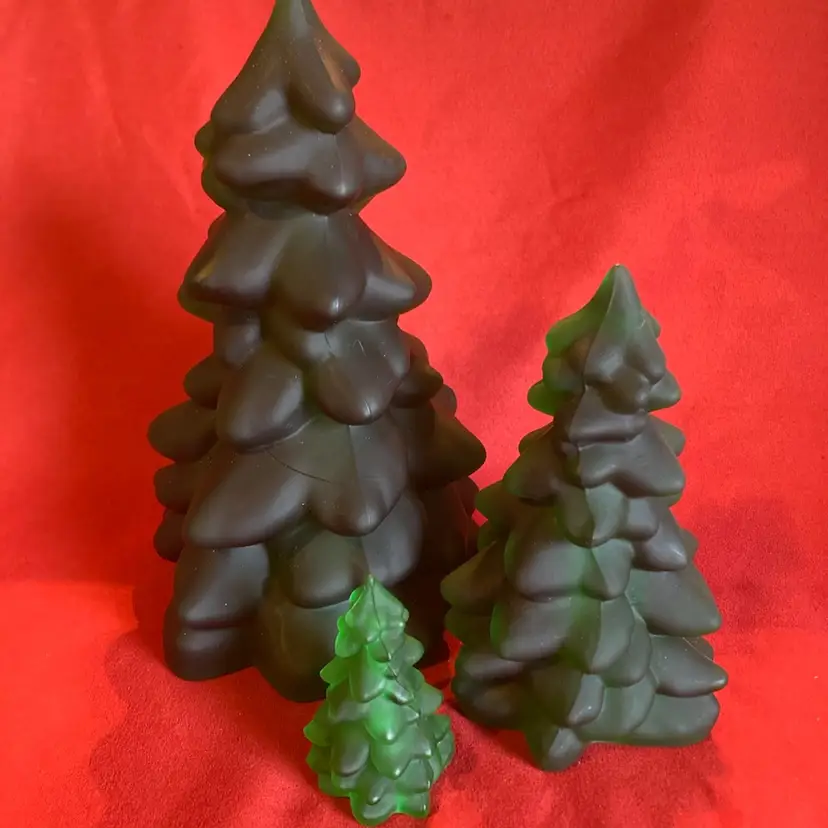 Mosser Matte Pine Green Glass Trees Set Of 3