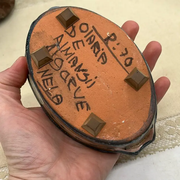 Hand Painted Pottery Portugal Dish Floral