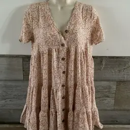 CES FEMME 100% RAYON BUTTON DOWN FLORAL BABYDOLL DRESS SIZE S