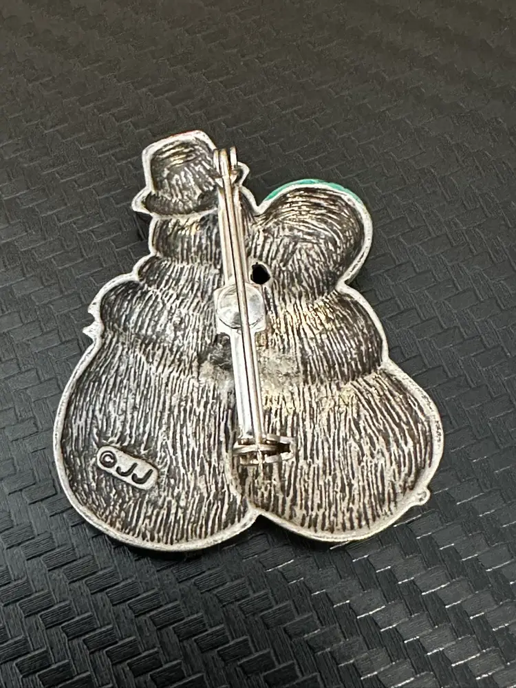 JJ Snowman Couple Brooch