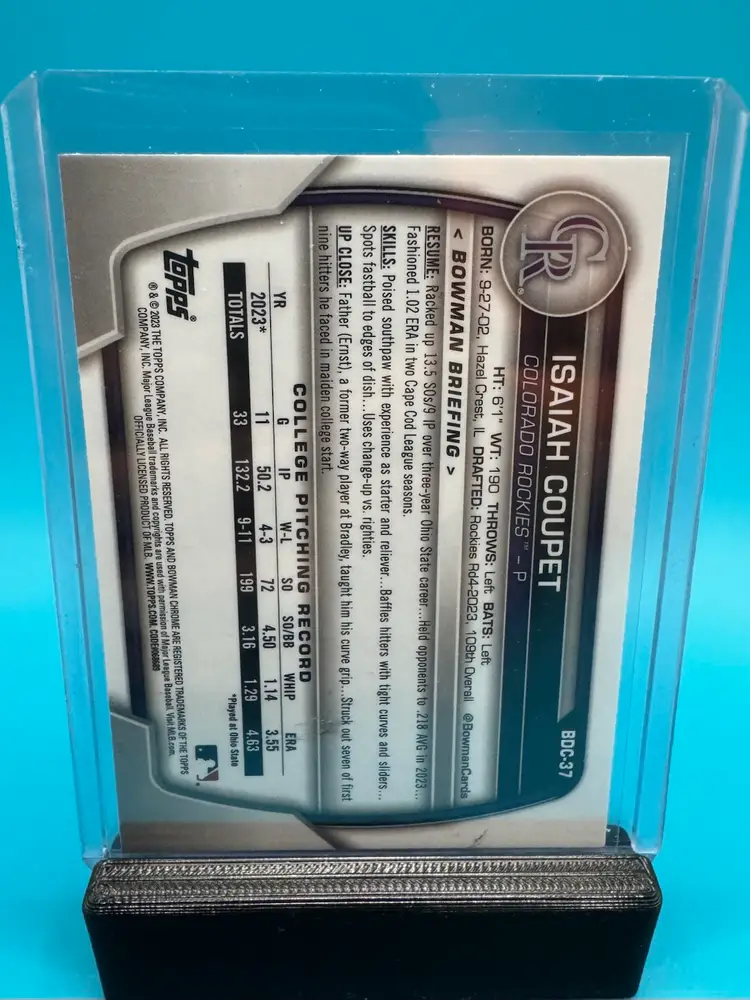 Isaiah Coupet 1st Bowman Chrome Lunar Glow Refractor Colorado Rockies