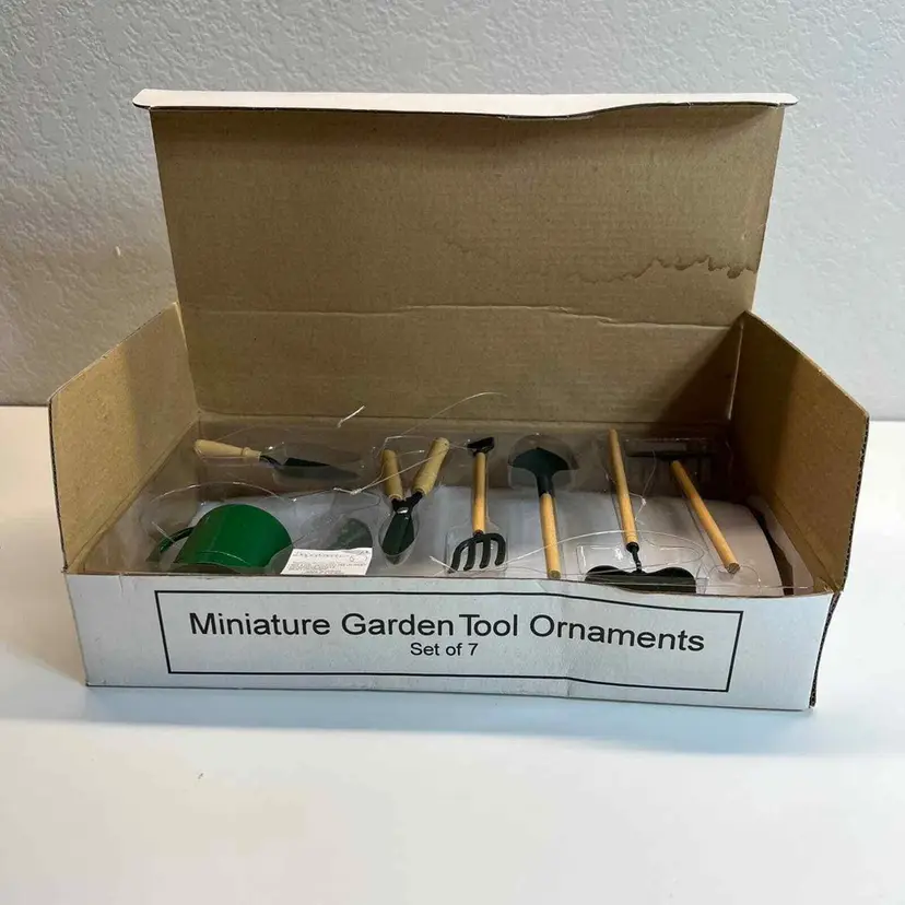 Department 56 Ornaments Garden Tool Miniature Set of 7 Shovel Rack Watering Box