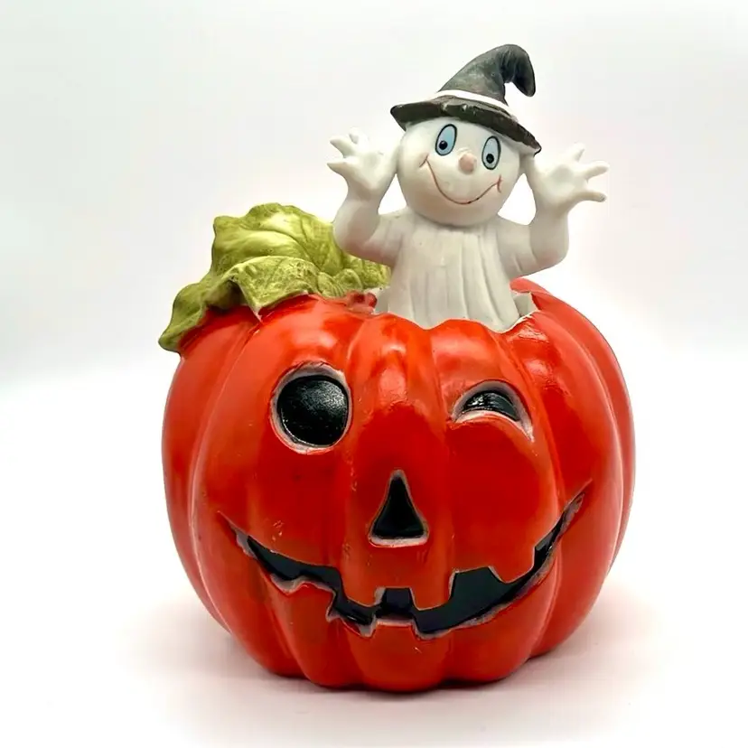 Brinn's Halloween Ghost & Jack O Lantern Pumpkin Porcelain Night Light Option 5.5β