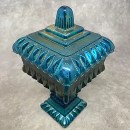 Vintage Carnival Glass Wedding Box Dish