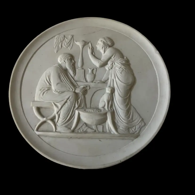 Royal Copenhagen Parian Bisque Wall Plaque Four Seasons ~ Winter 5.5” Diameter