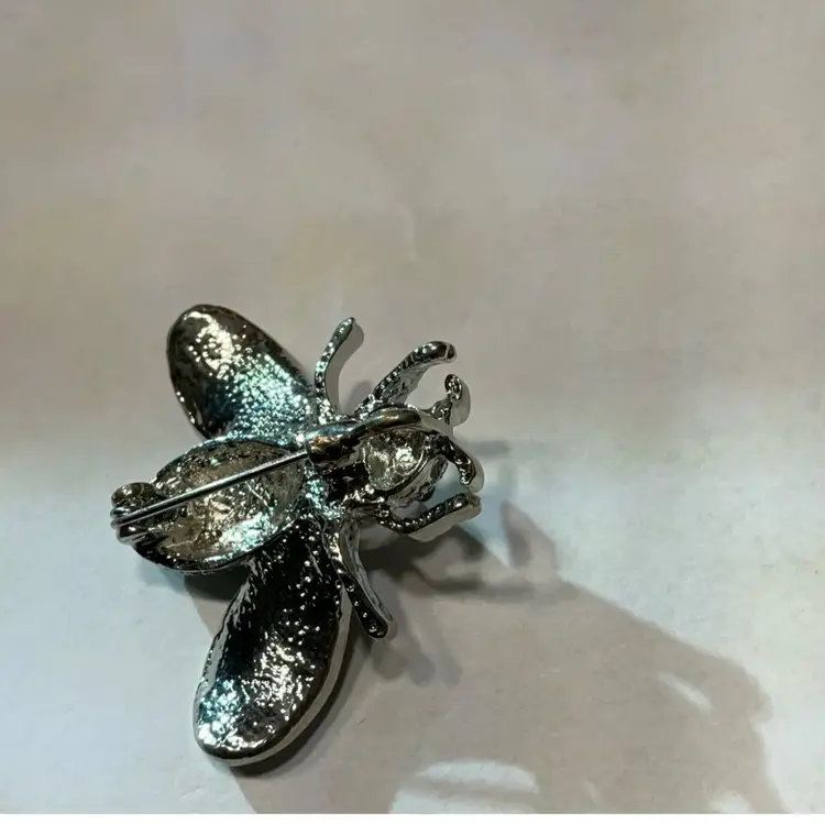 Silver And Black Tone Bee Brooch
