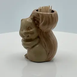 Vintage Ceramic Brown Squirrel Toothpick Holder